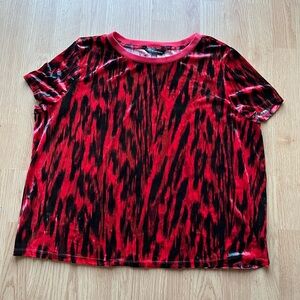 Rock & Republic Red/Black Abstract Striped Velour Shirt